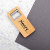 Personalised Engraved Wooden Bottle Opener Rectangle - Let's Open It