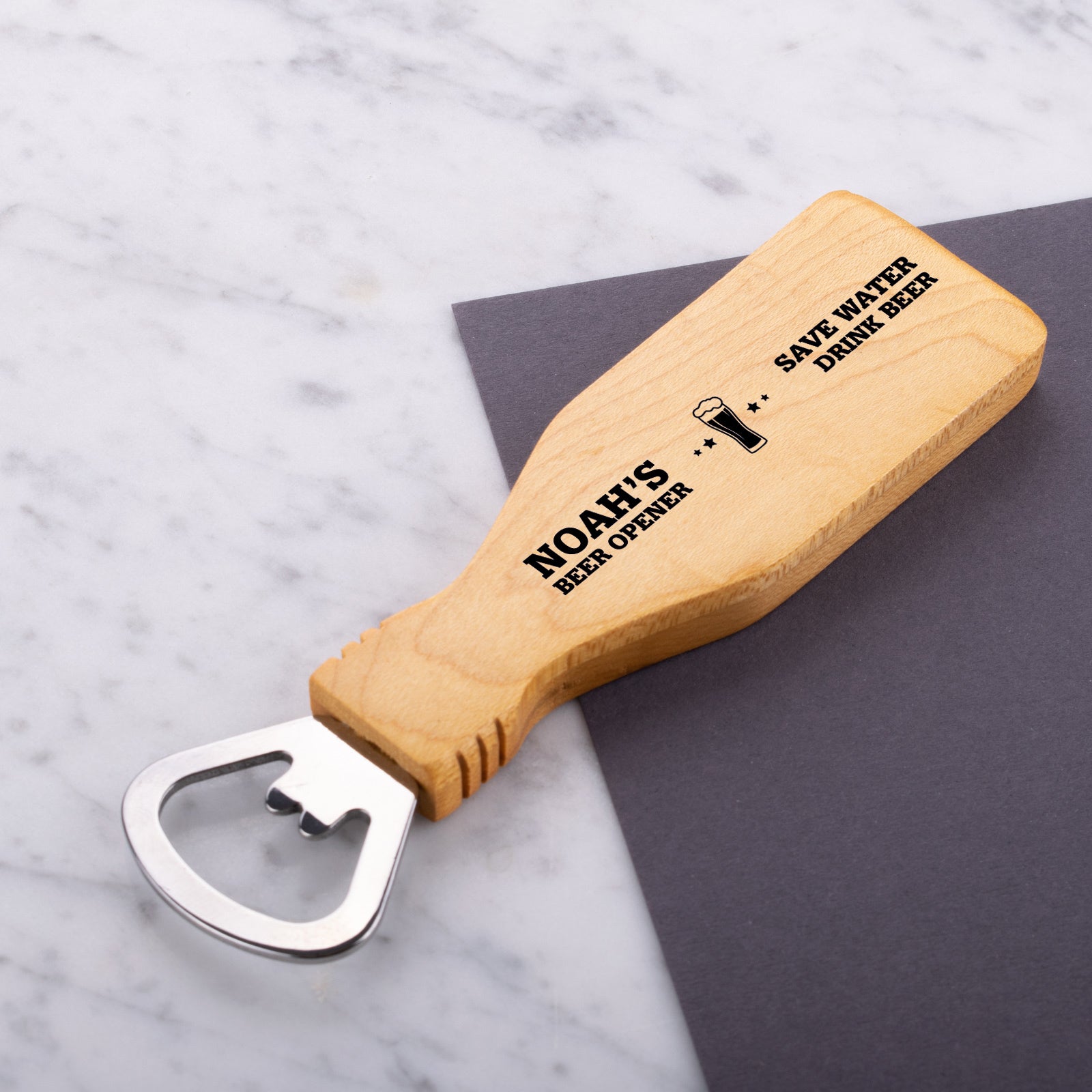 Personalised Engraved Magnetic Wooden Bottle Opener - Get Saucy