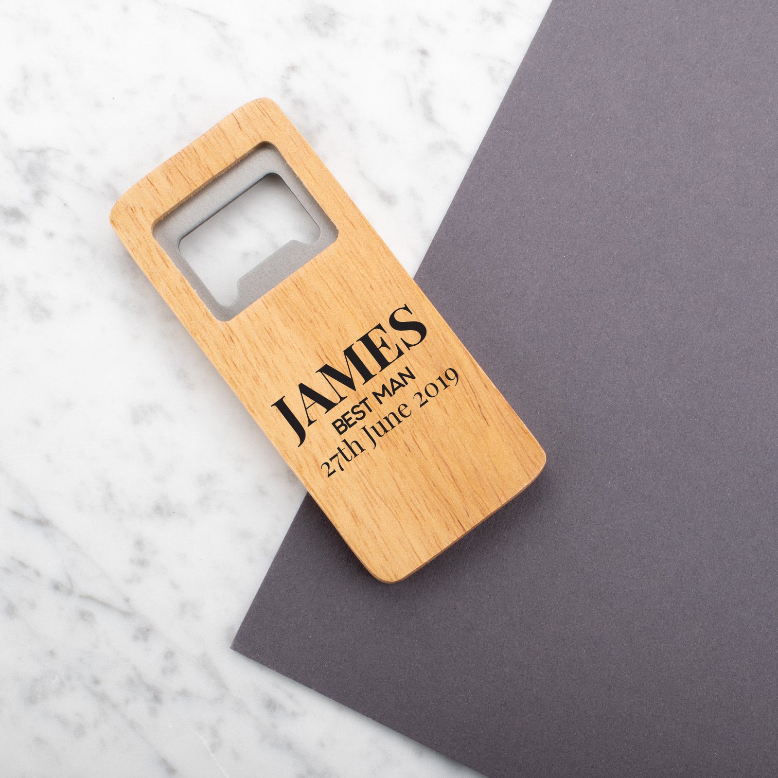 Personalised Engraved Wooden Bottle Opener Rectangle - Beer Only!