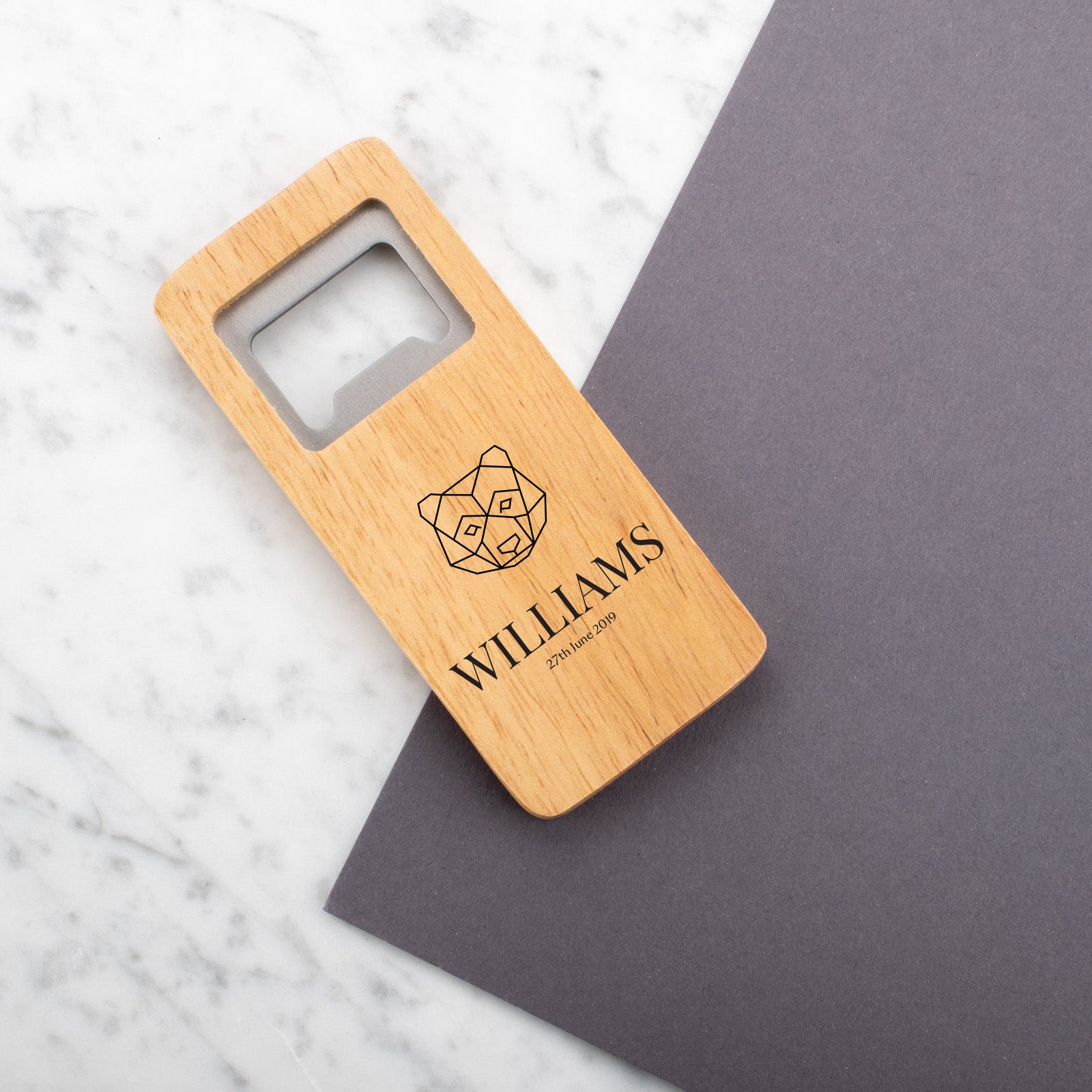 Personalised Engraved Wooden Bottle Opener Rectangle - Sauced!